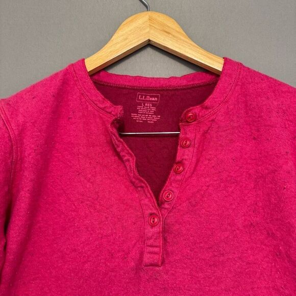 L.L.Bean Women’s Cotton Blend Henley Shirt Size Large Regular Preppy Outdoors - Picture 2 of 10